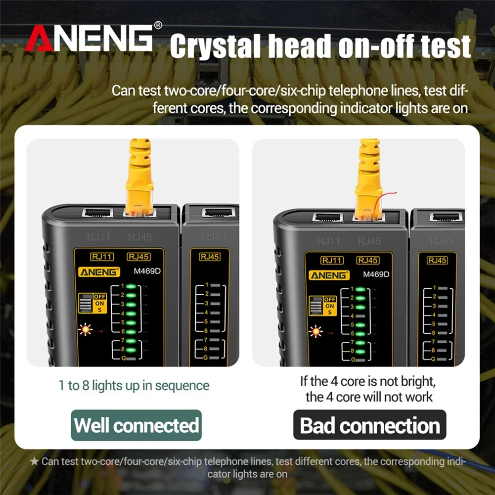 ANENG M469D Network Cable Tester RJ45 RJ11 LAN Telephone Line Tracker Test Tool