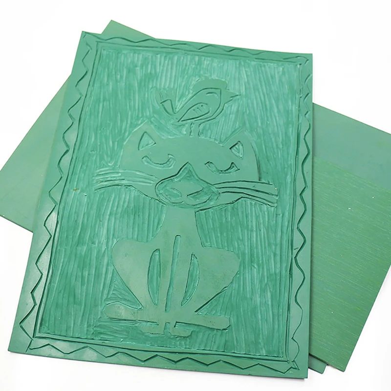 Carving Rubber Block Printmaking Stamp Blocks Printing Kit Stamps Sheets Sheet Plate Tools Linoleum Board Making Ink Green Tool