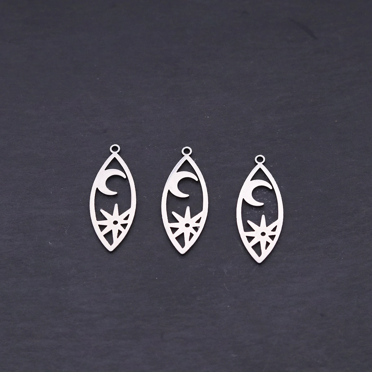 3pcs Stainless Steel Moon Star Charms Pendant For DIY Earring Necklace Jewelry Making Celestial Handmade Craft Accessories