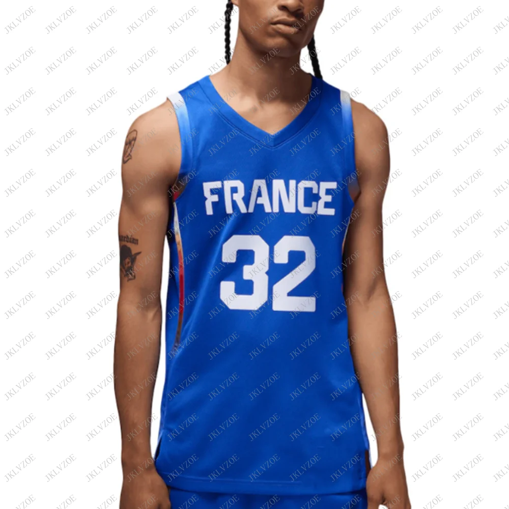 France Unisex Train Basketball Jersey Clothes Vest T Shirt Boys Men Tee Top 32 Singlet Waistcoat Limited Sportswear Wembanyama