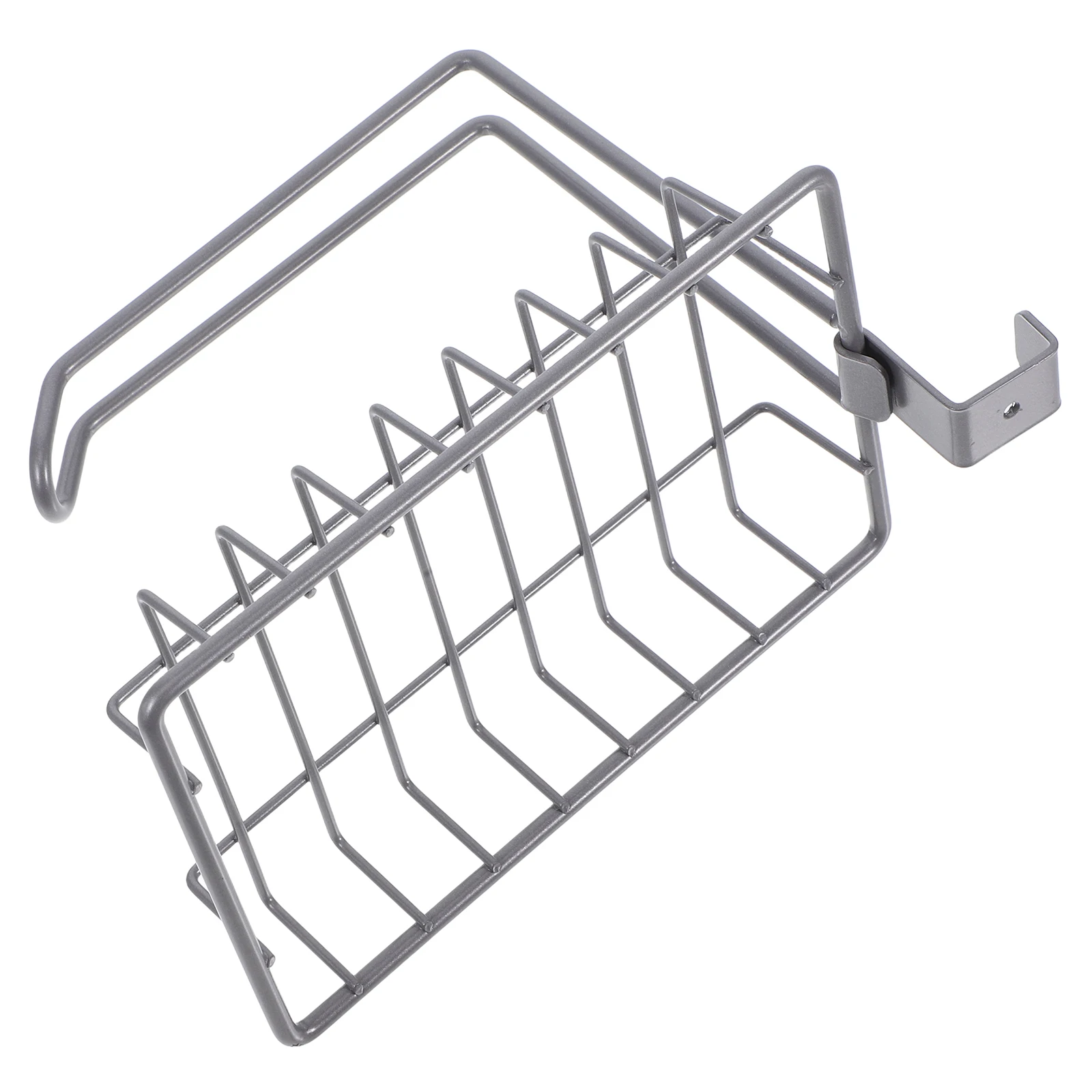 

Hanging Basket Storage Rack Iron Material Bathroom Shelf Wall Mounted Tissue Holder Double Storage Space Saving No Drill