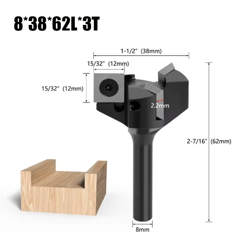 1PC 8mm Shank Router Bit With Milling Cutter Cemented Carbide Woodworking Bit Spoilboard Disassemble Drill