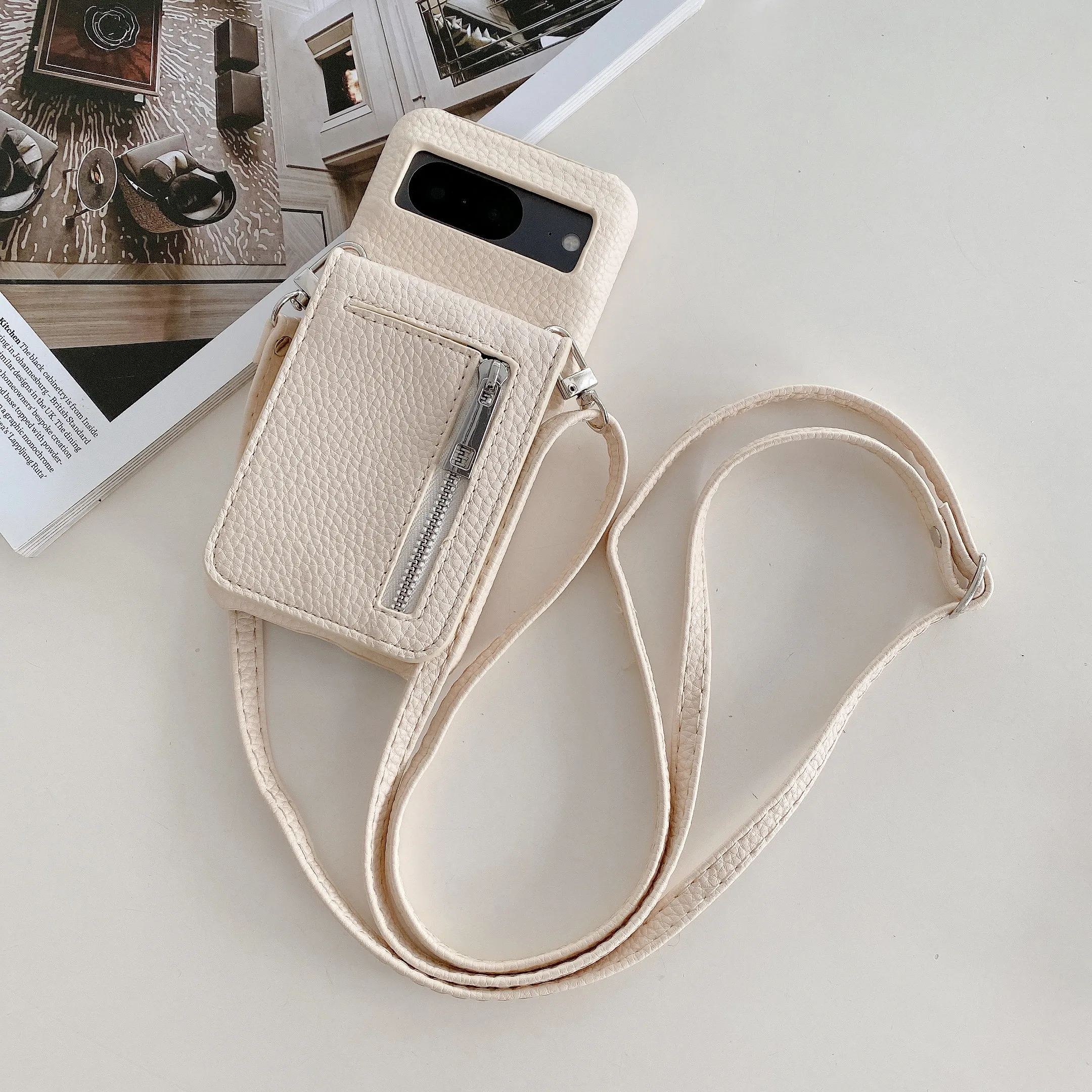 

Zipper Crossbody Wallet with Card Holder Phone Case for Google Pixel 9 8 7 6 Pro 9A 8A 7A 6A PU Leather Rear Cover Bracket
