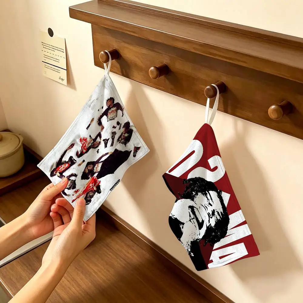 O-OsamaSon Stil Slime RAPPER  Hanging Style Hand Wiping Towel, Polyester Cotton, Anti-fade for Indoor Kitchen Living Room