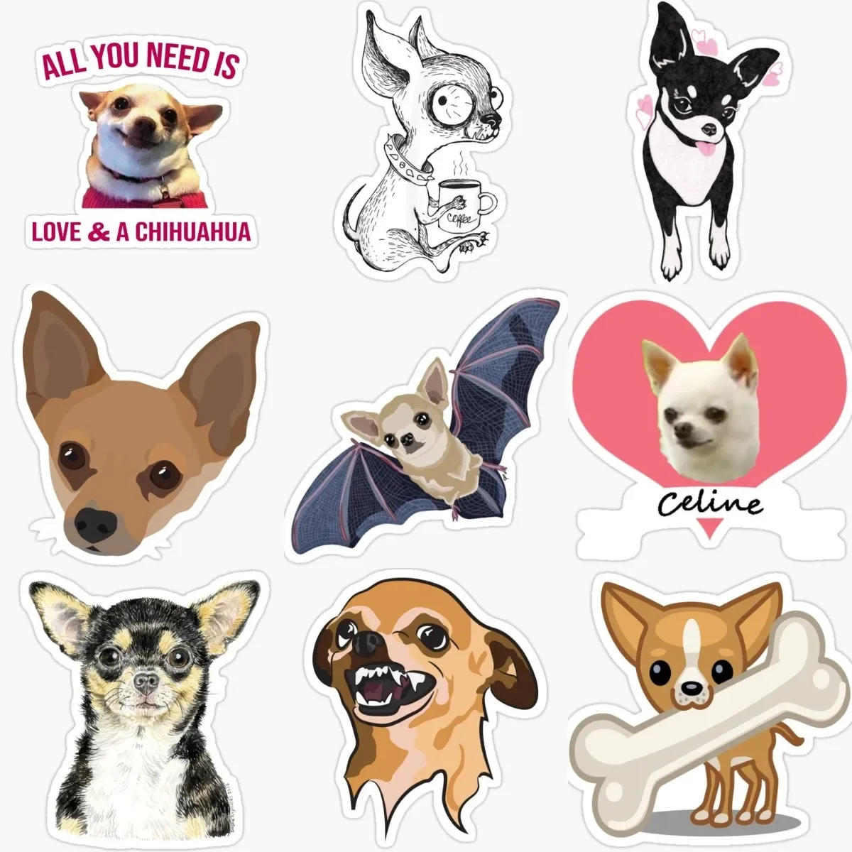 

Cute Funny Chihuahua Dog PVC Stickers for Decorate Wall Room Window Table Car Motorcycle Off-road Helmet Camper Bumper Decal