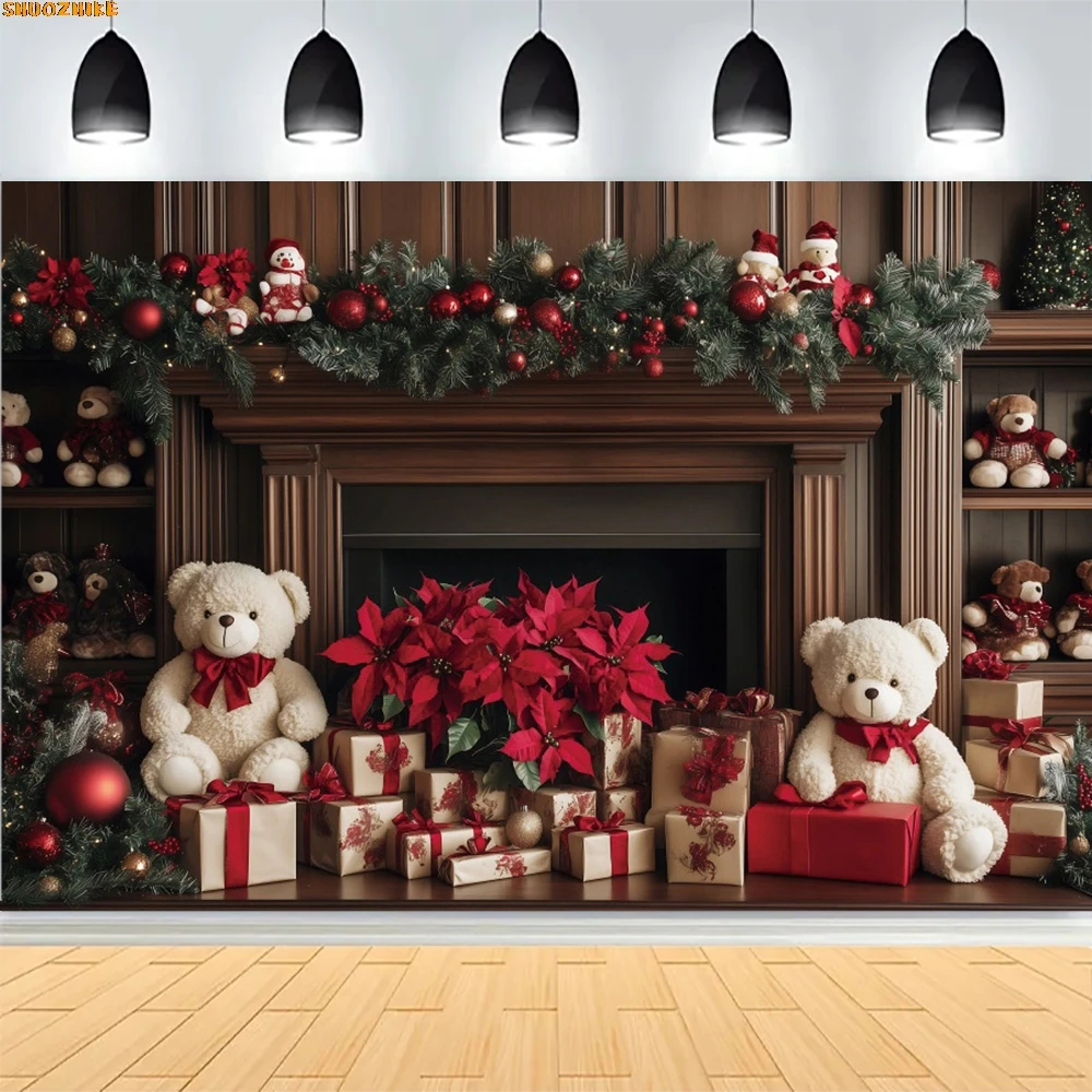 

Christmas Day New Year Party Photography Backdrops Prop Window Living Room Interior Xmas Tree Snow Theme Photo Background BG-39