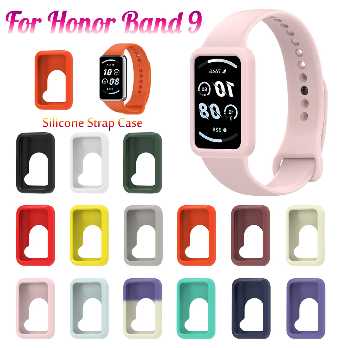 For HONOR Band 9 Silicone Soft Case Cover Bumper Shell Protection Frame Strap Bracelet Honor Band9 Screen Protector casing