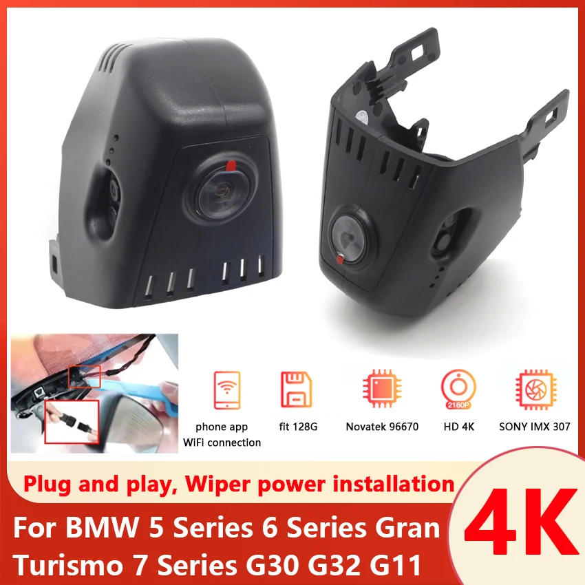 4K Dash Cam For BMW 5 Series 6 Series Gran Turismo 7 Series G30 G32 G11 Plug and play 2160P Car DVR WiFi Camera Wirless OEM Look