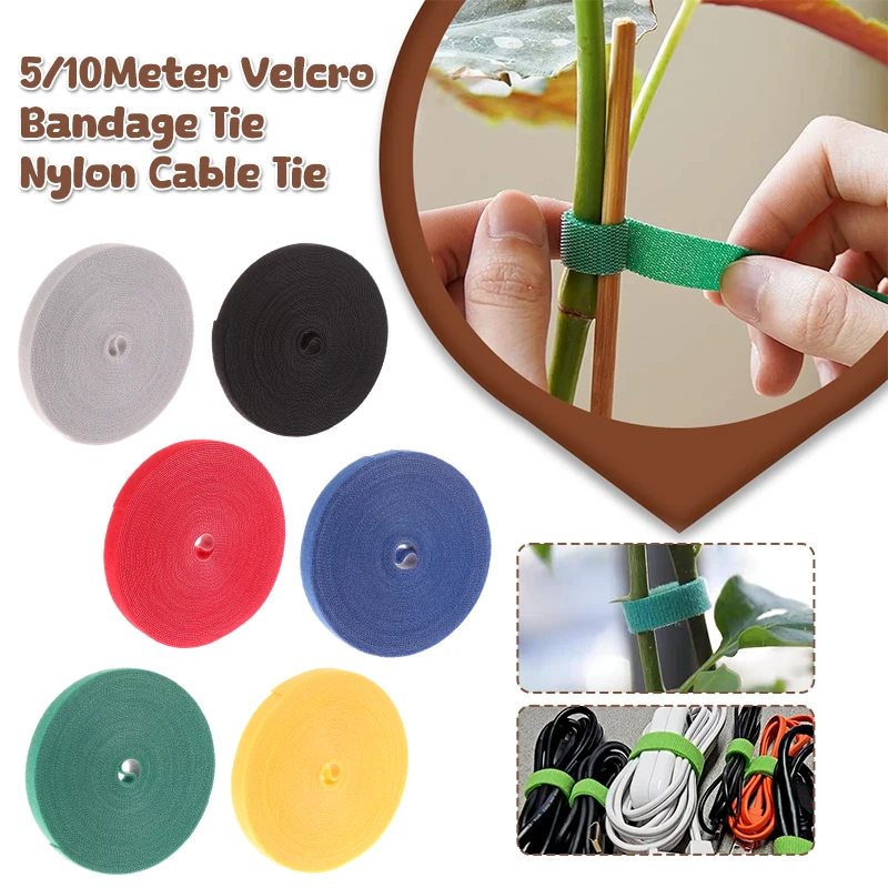 14.5mm 5/10M Nylon Plant Bandage Tie Tie Nylon Data Cable Organizer Plant Hook Loop Ties Home Garden Planting Accessories