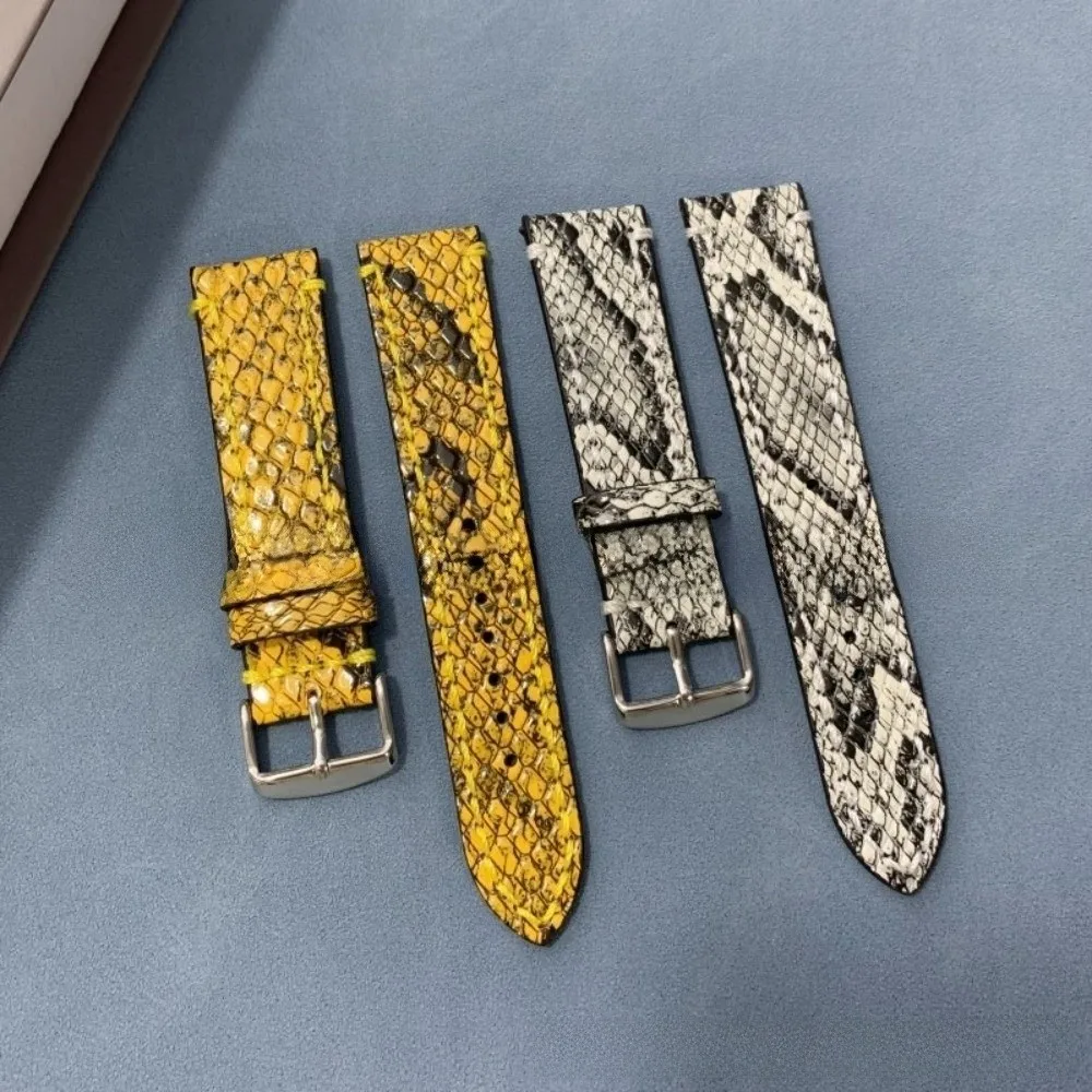 18 20 22mm Universal Genuine Leather Watchband Embossed Snake Shark Skin Pattern Replacement Watch Strap Cowhide Wristband