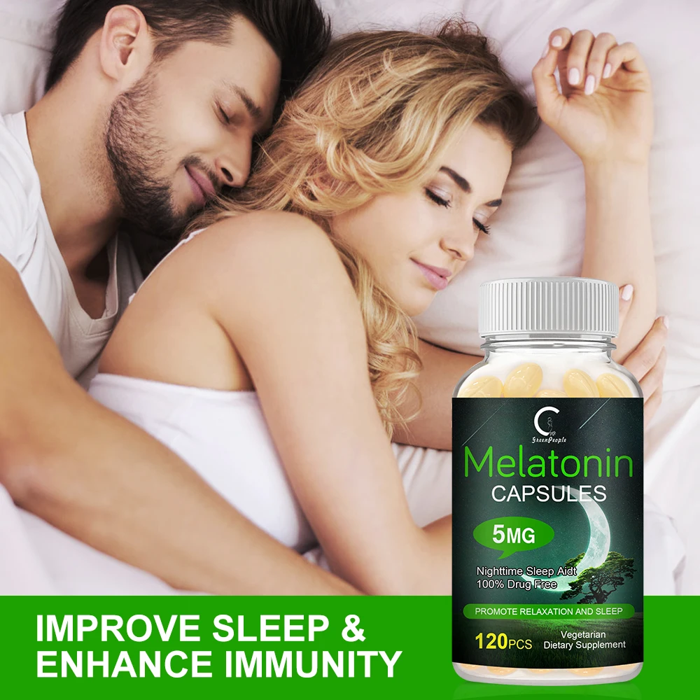 GPGP Greenpeople Melatonin Capsules Anxiety Stress Relief Sleep Better Remove Black-eye Body clock regulation sleeping helper