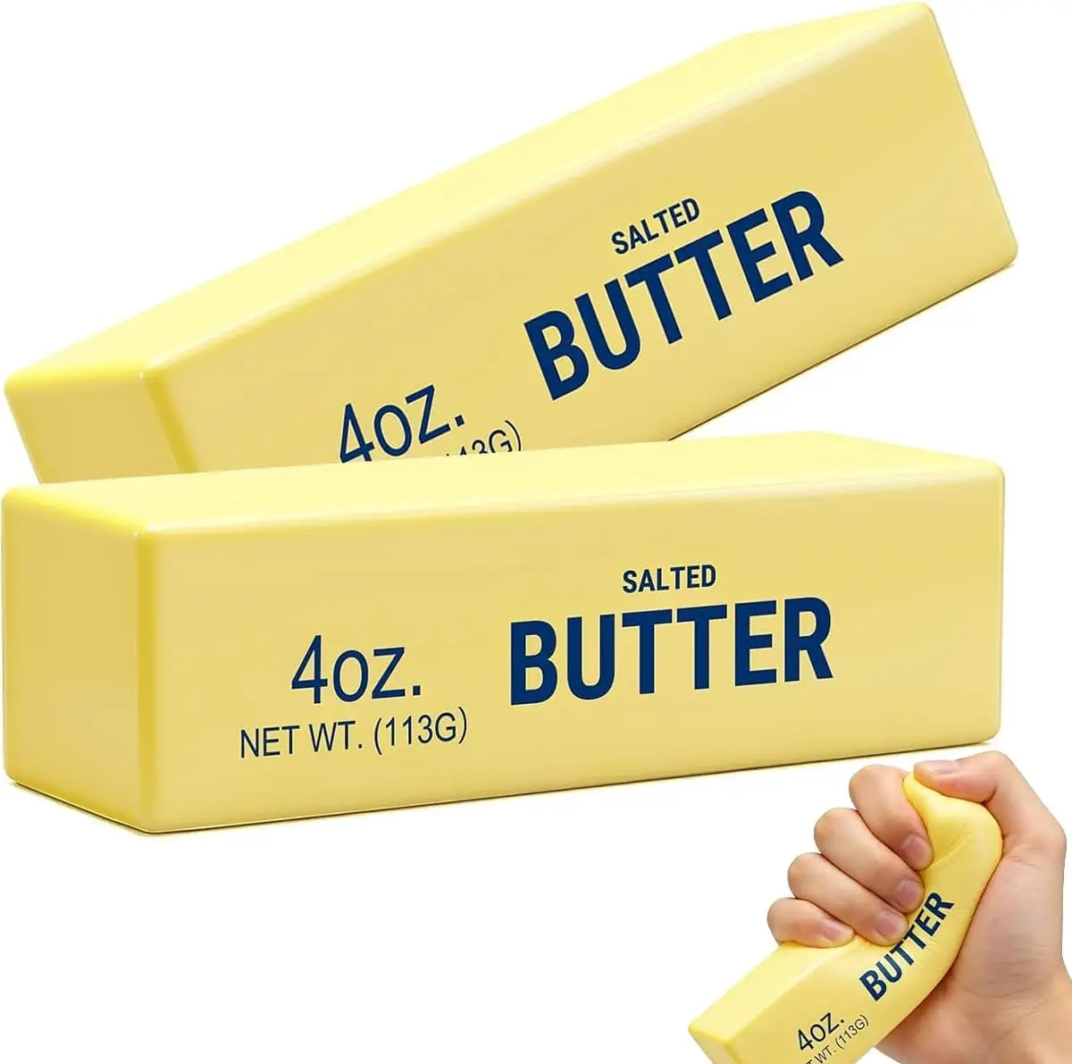 2er-Set Butter-Stick Squishy Fidget Toys – Elastischer Käse-Stick, lustiges Quetsch-Spielzeug zur Stress- und Angstlinderung