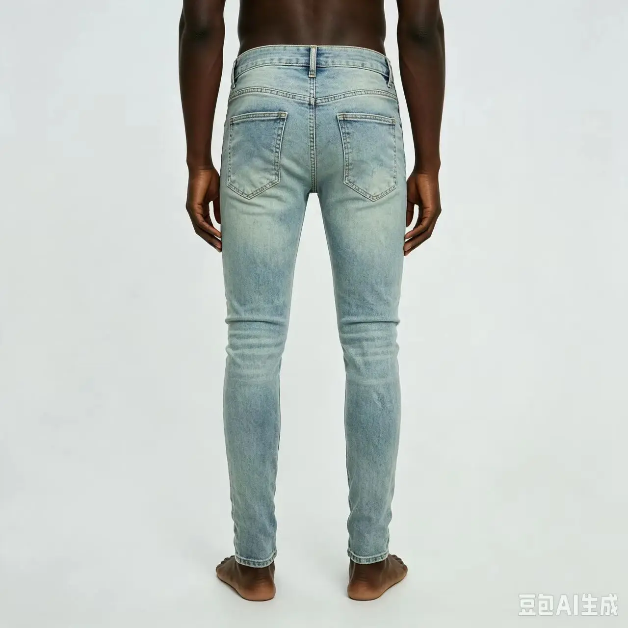 Designer Fashion New Jeans Perforated Patch Wrinkle Washed Nostalgic Elastic Slimming Retro Light Blue Men's Pants Y2K