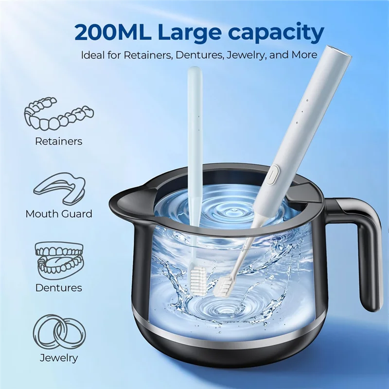 Ingenious-Mundschutz und Prothesenreiniger Pod-180 ml Ultraschall-Halterungsreiniger-Maschine – 45 kHz Ultraschall-Schmuckwascher