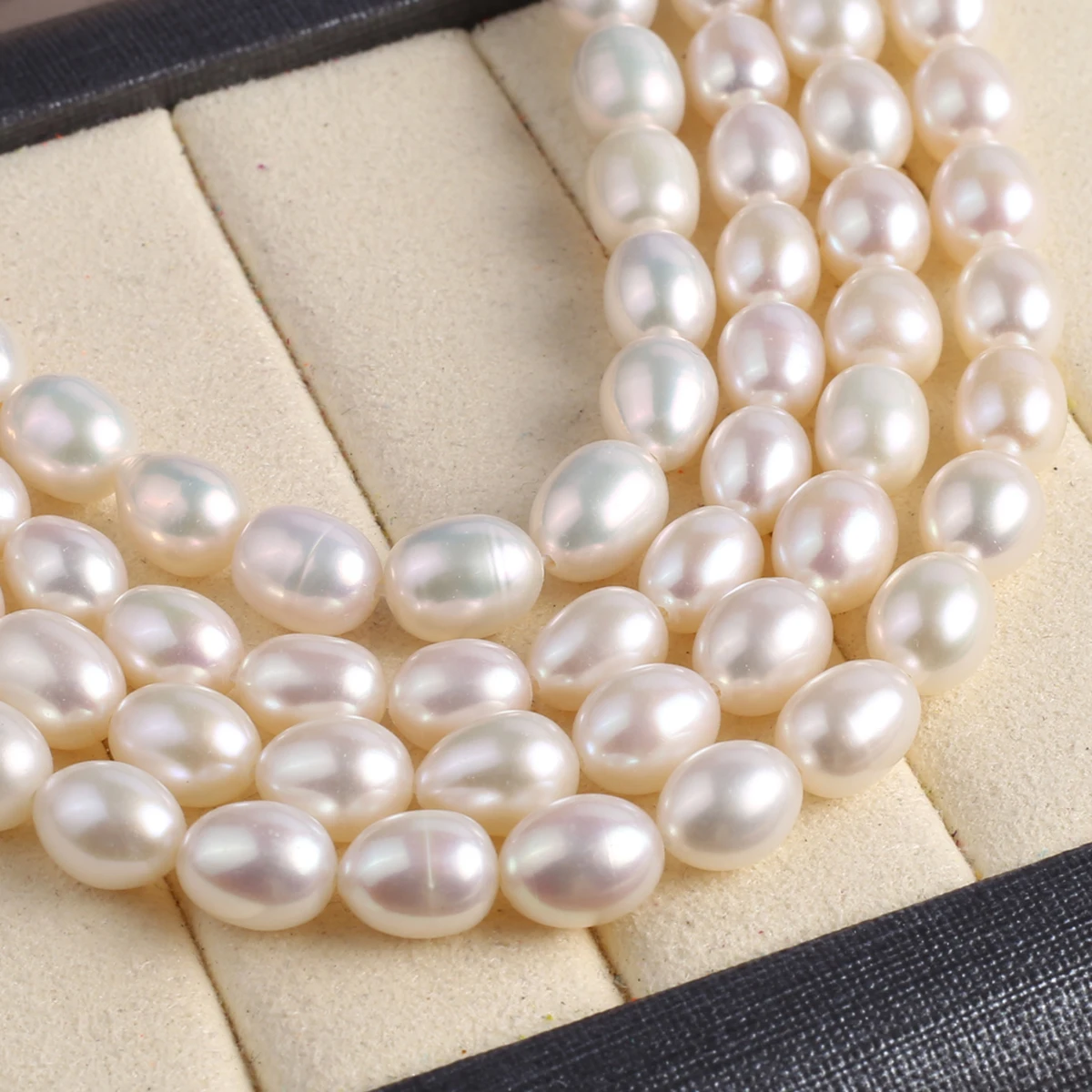 

1string 8-9mm High Quality Rice Shaped Pearls Natural Freshwater Pearls Spacer Beads for Jewelry Making DIY Necklace Accessories