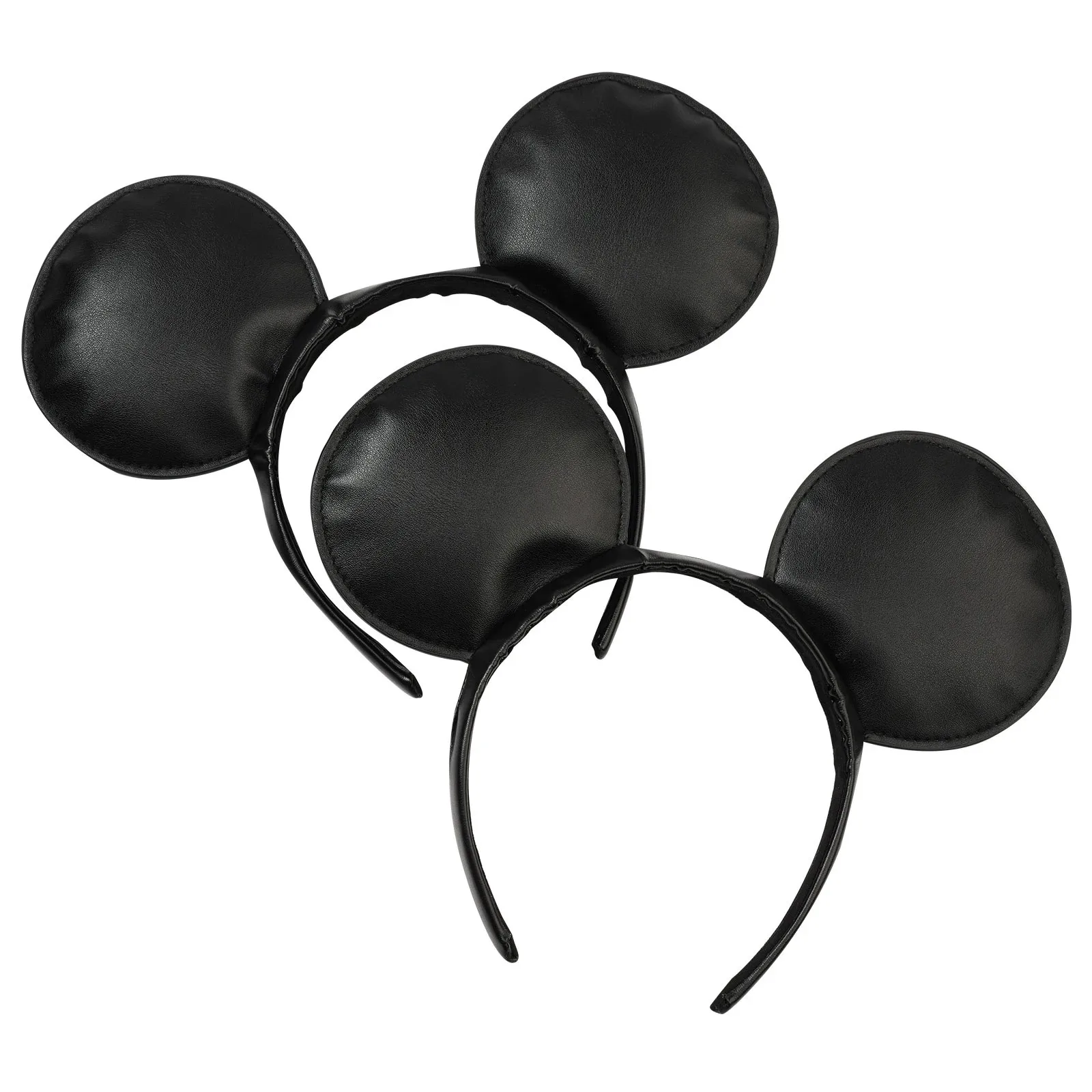 1/2pcs Classic Mickey Mouse Ear Hairbands High PU Leather Trendy Men Women Headbands Daily Party Theme Park Wear Hair Accessory