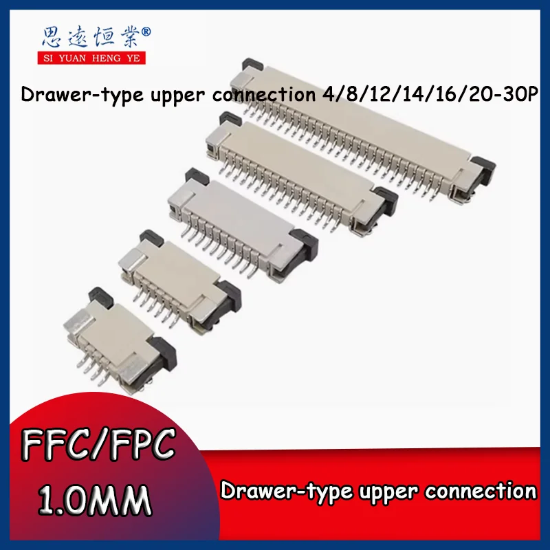 10 Uds FFC/FPC cable plano toma de cable plano flexible 1,0 MM tipo cajonera conexión superior 4/8/12/14/16/20-30P
