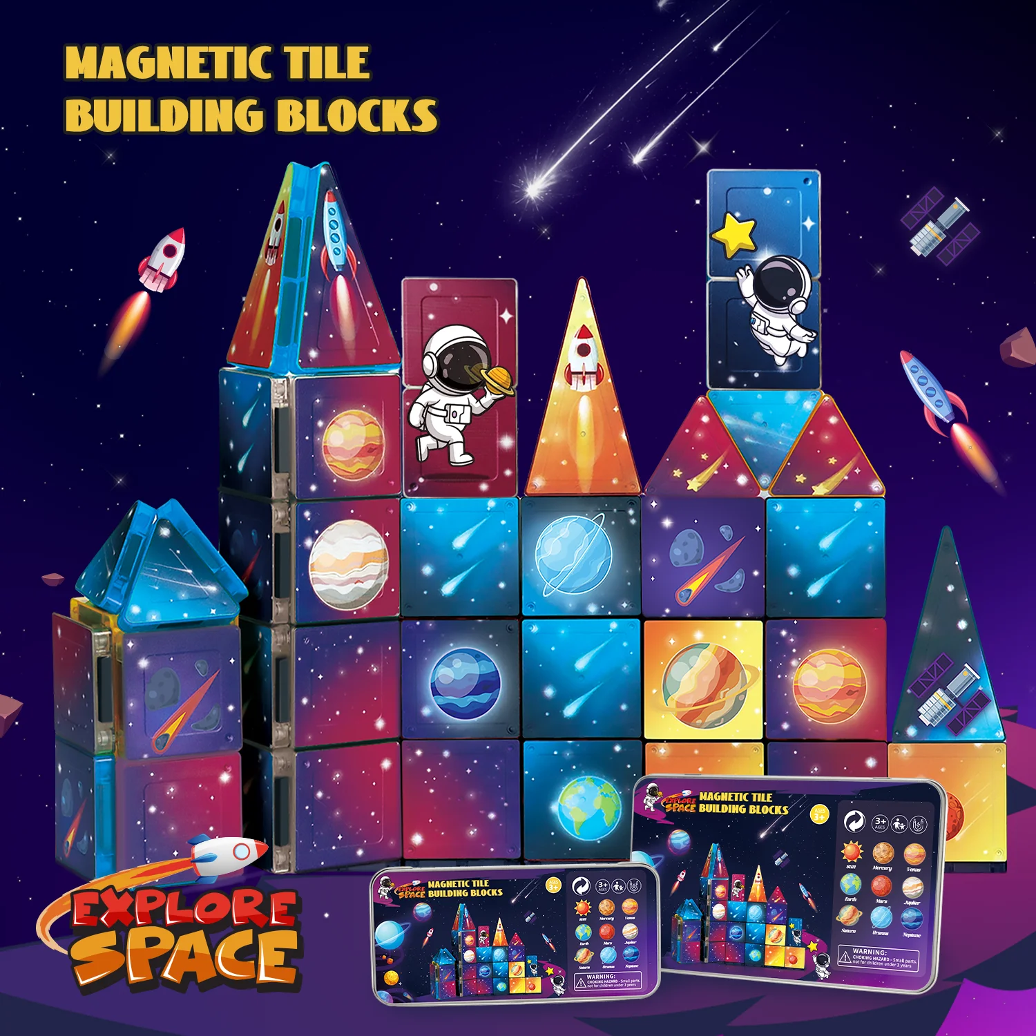 31/52pcs Mini Magnetic Building Blocks Toy Solar System Elements, Astronaut Cosmos, Children's Puzzle Toy, Christmas New Gift