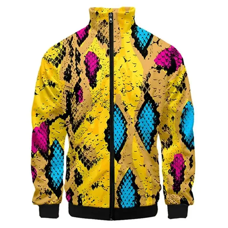 New Leopard Pattern 3D Jacket Men Women Harajuku Hip Hop New Style Hoodie Casual Stand Collar Zipper Sweatshirt Coat Hombre Ropa