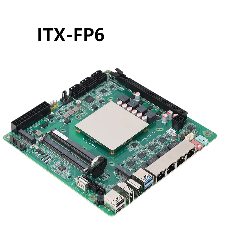 ITX-FP6 Mini ITX Board, 8-Layer PCB, SODIMM DDR4, 4×I226-V 2.5G LAN, LGA1151 Cooler for Router NAS