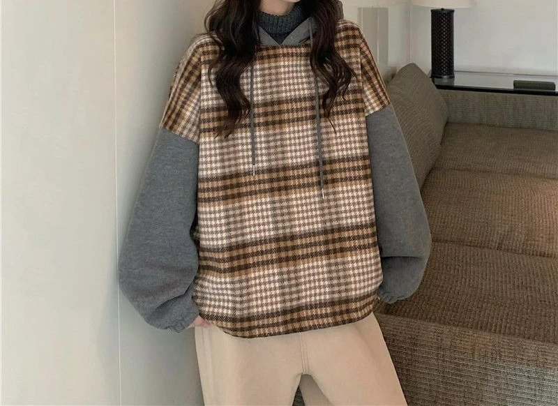 سترة شتوية منقوشة برقبة عالية لعام 2025 مكونة من قطعتين للنساء سترة علوية سميكة ومتعددة الاستخدامات مبطنة بالصوف