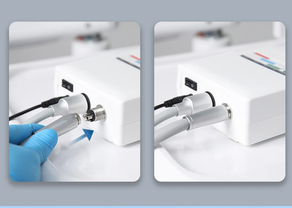 AZDENT Dental Elektrischer Mikromotor mit LED-Faseroptik, bürstenlos, interner Spray, passend für 1:1, 1:5, 16:1 Niedriggeschwindigkeits-Handstücke, klinisch – Detail 11