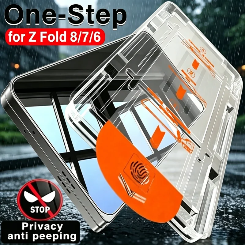 2Pack One-click Privacy HD Clear Tempered Glass Screen Protector For Samsung Galaxy Z Fold 8 7 6 5 Auto-Dust Removal Install Kit