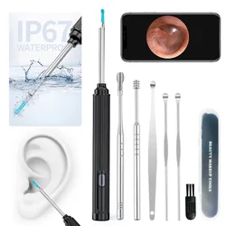 Ear Wax Removal Ear Cleaner with Camera 1080P HD Wireless Ear Otoscope with 6 LED Lights for iPhone iPad Android Phones