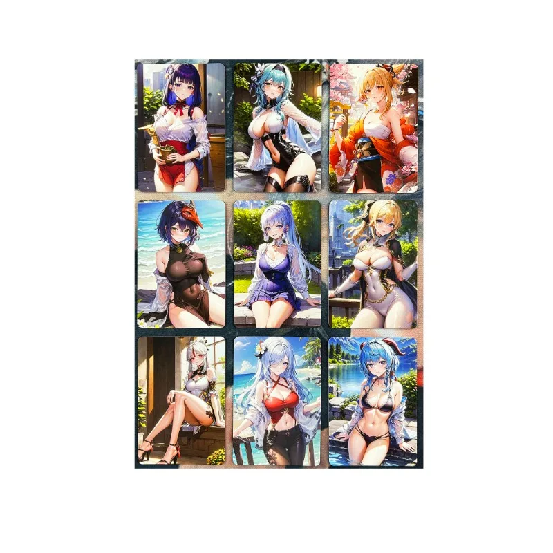 9 pz/set Game Collection Card Genshin Impact Black Silk Girl Kaedehara Kazuha Xiangling Beidou Anime Game Collection Card Toy