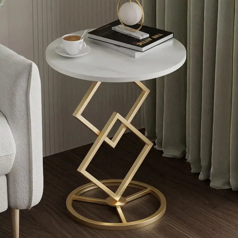 

New Marble Side Table Nordic Sofa Balcony Living Room Furniture Oak Coffee Bed Bedside Gold Metal Modern Side End Accent Table