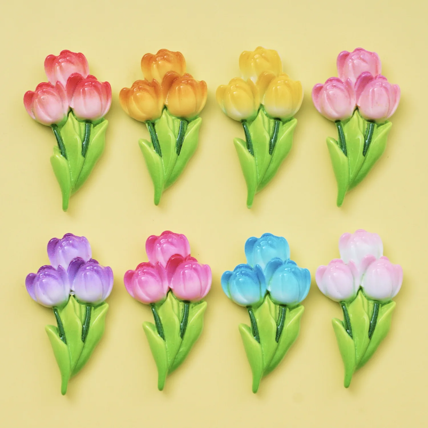 Kawaii Simulated Bouquet Flower Tulips rose Flat Back Resin Cabochons Scrapbooking DIY Jewelry Craft Decoration Accessories