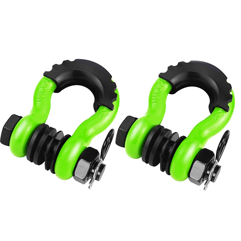 Shackles 3/4 Inch D Ring Shackle 2pcs 19T Break Strength with 7/8'' Pin for Use with Tow Strap Winch Off-Road Vehicle Recovery