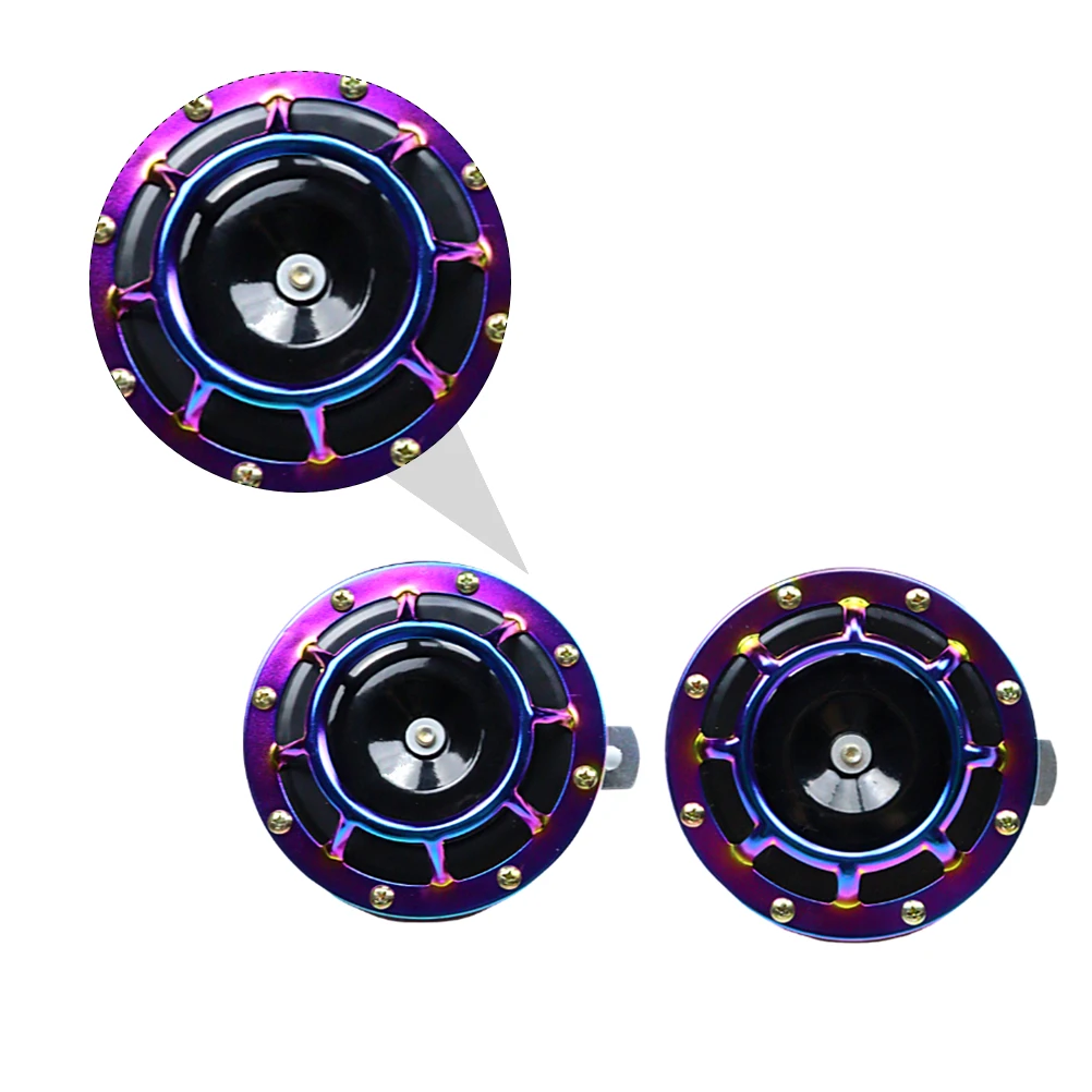 

1 Pair Super Loud Colorful Electric Horn For Car Motorcycle Blast Tone Air Whistle Universal Auto Modification Horn