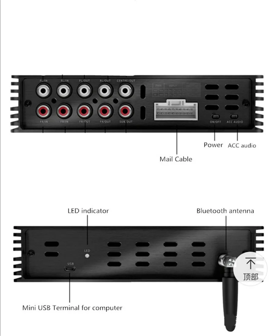 4CH IN 6CH OUT Car Digital DSP Amplifier High Resolution Audio Play DSP Processor Amplifier BT 5.0 with Wiring harness for BMW