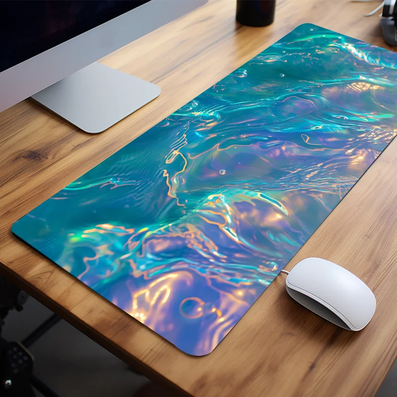 Clear Water Mouse Pad Blue Wave Desk Accessories Extra Stitched Edge Computer Mousepad Non-slip Rubber Oversized Keyboard Mat