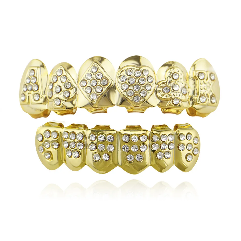 Europe  America  Popular Hip-Hop Decorative Zircon Teeth Gold Silver Gun Black Punk Teeth Popular Jewelry