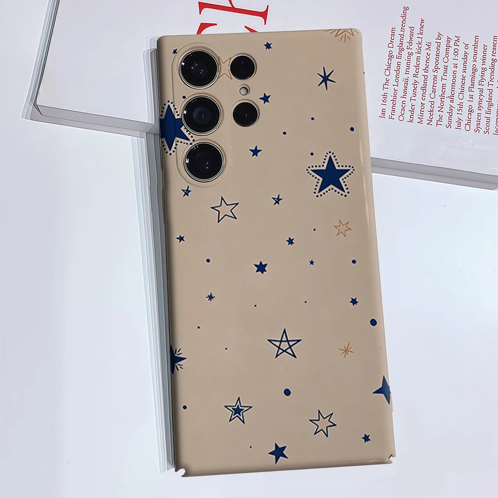 Gold Foil Star Bead Phone Case for Samsung Galaxy S26 S25 Ultra S24 S23 Ultra Plus Glossy Double-layer Back Cover