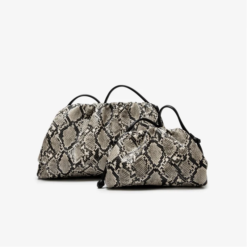 

Women Snake Pattern Dumpling Bag Ruched Serpentine Cloud Clutch Luxury Designer Shoulder Crossbody Fashion Pouch Purse