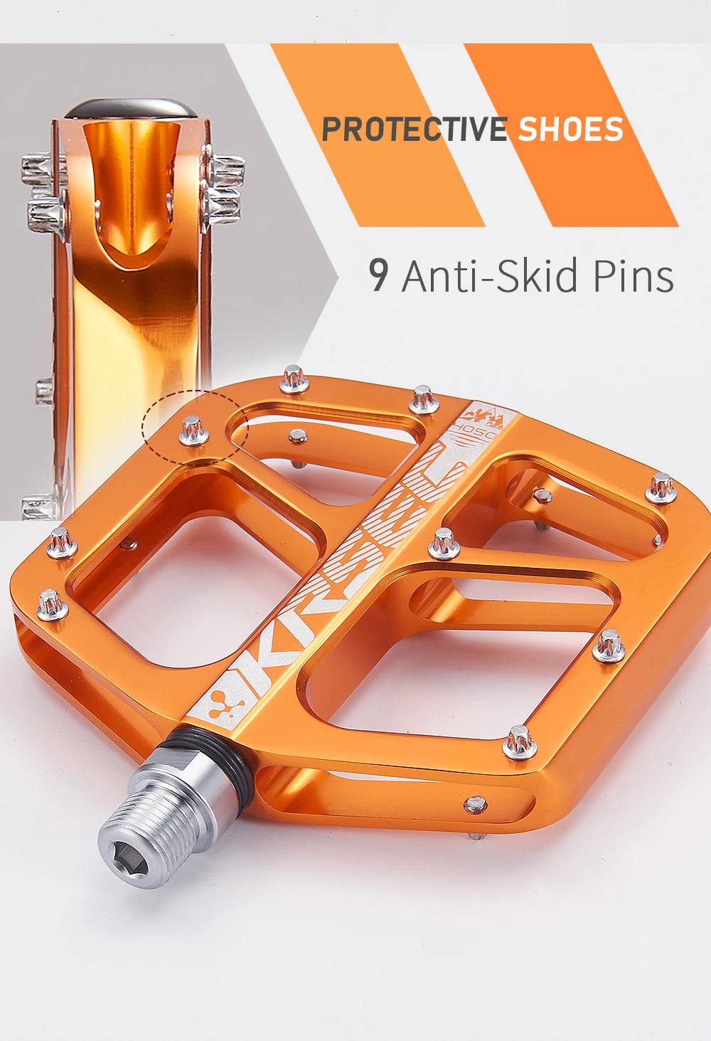 KRSEC MTB Fahrradpedale aus Aluminiumlegierung, breite flache XC DH Fahrradpedale, ultraleichte Fahrradpedale, BMX-Teile – Detail 5