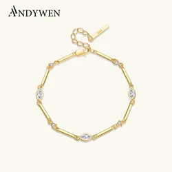 ANDYWEN 100% 925 Sterling Silver Marquise CZ Zircon Beada Chain Tennis Women Luxury Wholesale Fine Jewelry 2024 Crystals