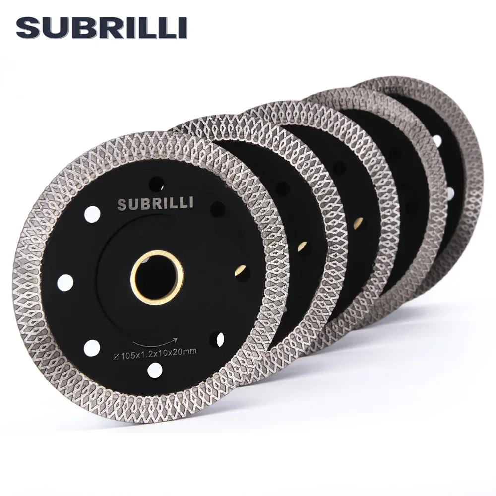 SUBRILLI 4 Inch Turbo Diamond Saw Blade Disc 5pcs Sintered Cutting Blades For Angle Grinder Porcelain Tile Ceramic Stone Cutter