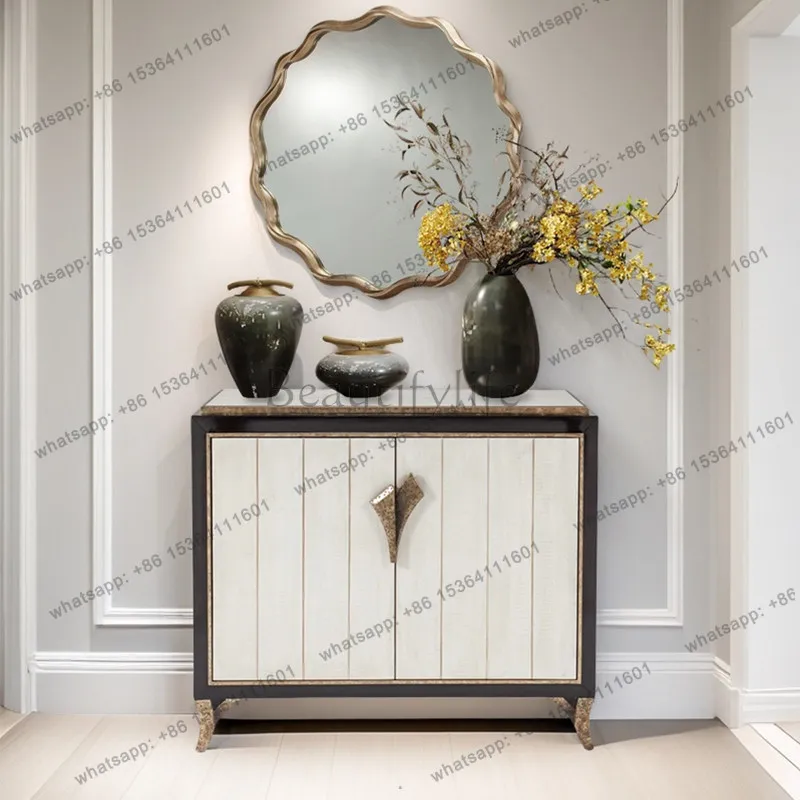 

American light luxury solid wood porch cabinet entry foyer decorative locker