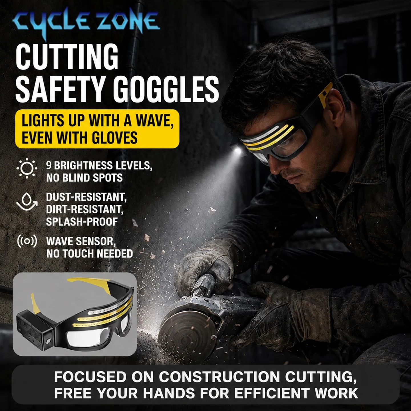 2‑In‑1 Smart Sensing Eyeglasses Headlight Hands‑Free LED Glasses Light for Camping Night Fishing Work Repairing Emergency Lamp