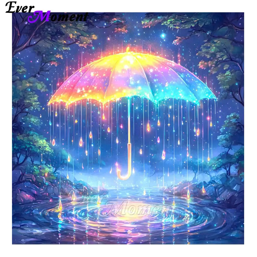 

Ever Moment AB Diamond Mosaic Glowing Umbrella Cross Stitch Embroidery Fairy Dust Diamond Painting Picture Handicraft ASF3032