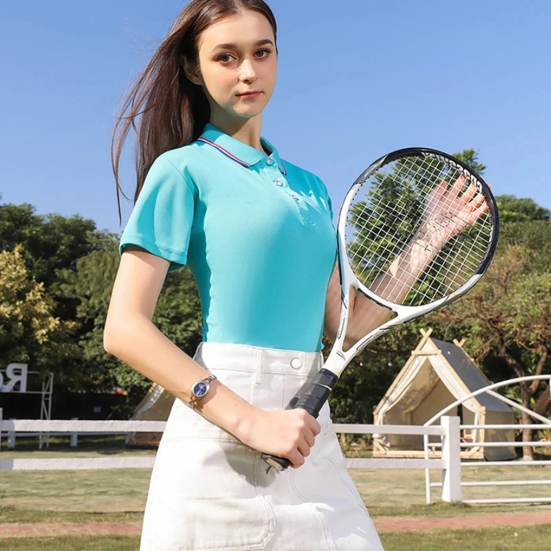 Business High-end Tennis Jersey Women Golf Polo Shirt Sporty Casual Top Short-sleeved Shirts Lapel Slim Fit Quick Dry Clothes