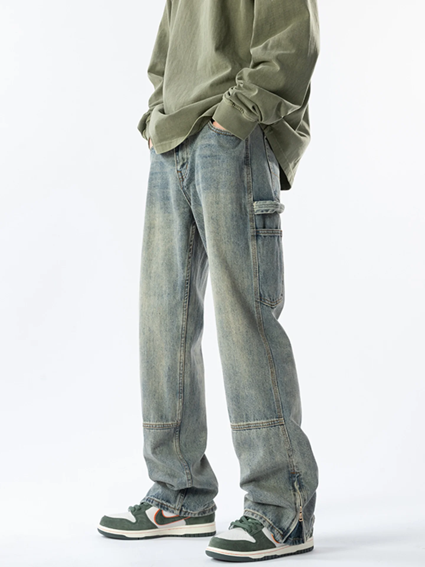 

Loose Straight Leg Men's Jeans Casual American High Street Design Spring Autumn Faionable Long Trousers Youth Trendy