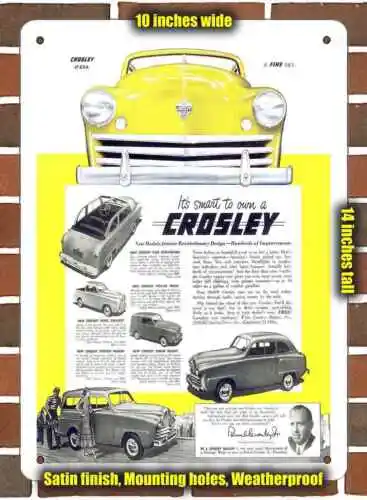 Metal Sign - 1949 Crosley Automobiles- 10x14 inches