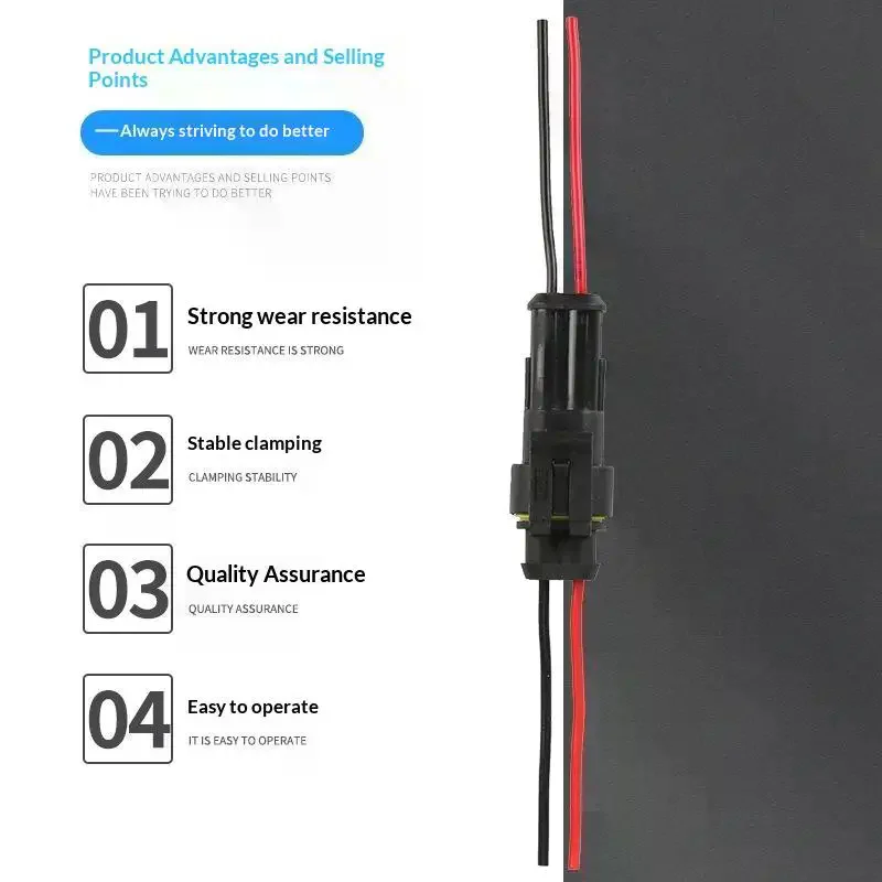 2 Pin Automotive Electrical Connectors Waterproof Reinforced Nylon Shell Stable for DIY Electrical Project Wiring Connection