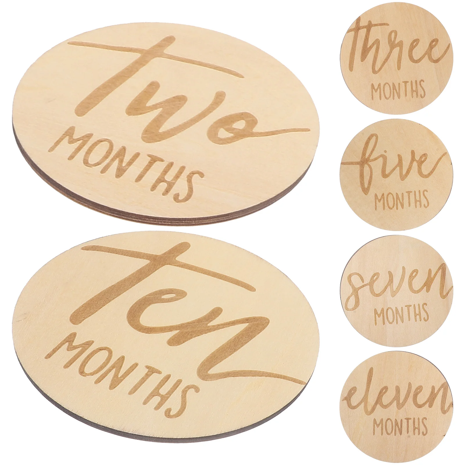 6 Pcs Labels Baby Month Card Wooden Monthly Milestone Marker Discs Double Sided Sign