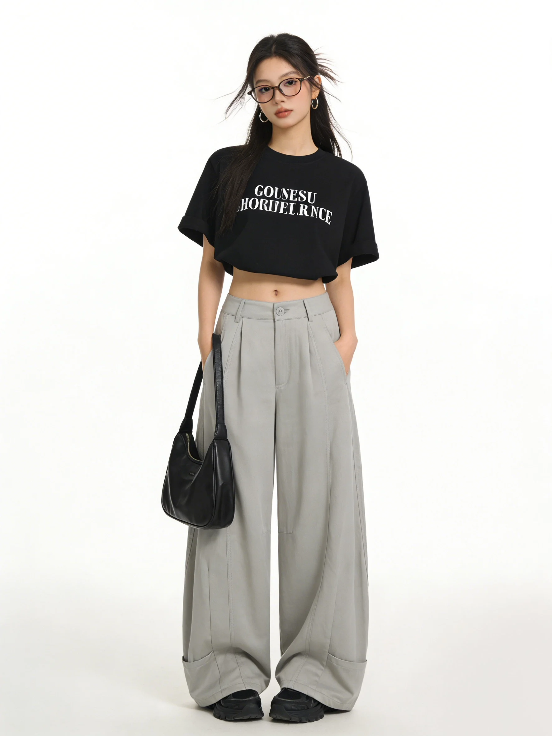 

High Waist Wide Leg Knife Pants Spring Commuter Versatile Slimming Drapey Casual Color Denim Floor-Length Women's Jeans